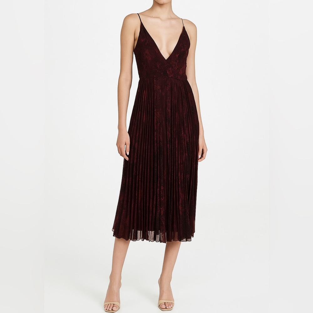 Aritzia Wilfred Beaune Pleated Wrap Dress Rose Bowl Red